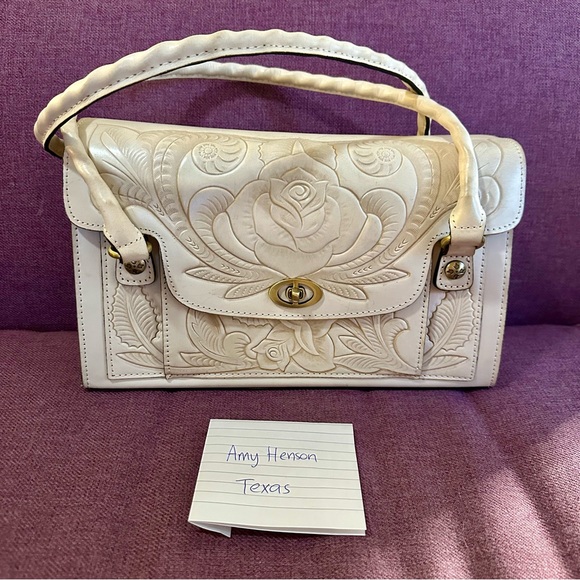 Patricia Nash Sanabria Satchel in White Waxed Tooled - Picture 1 of 4